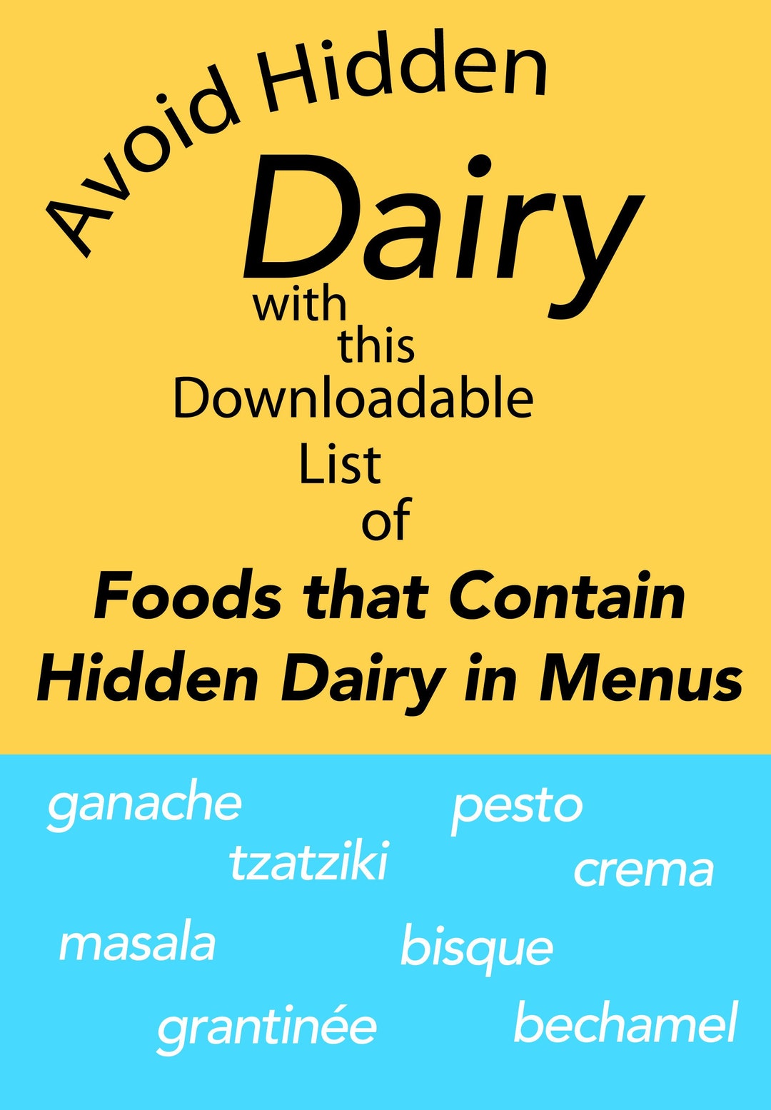 Dairy Food Allergy List Hidden Under Other Names, Digital Download Etsy