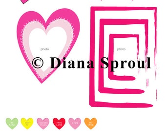 Valentine's Day Digital Scrapbook Art | Hearts and Romance Clip Art | Wedding & Anniversary Download