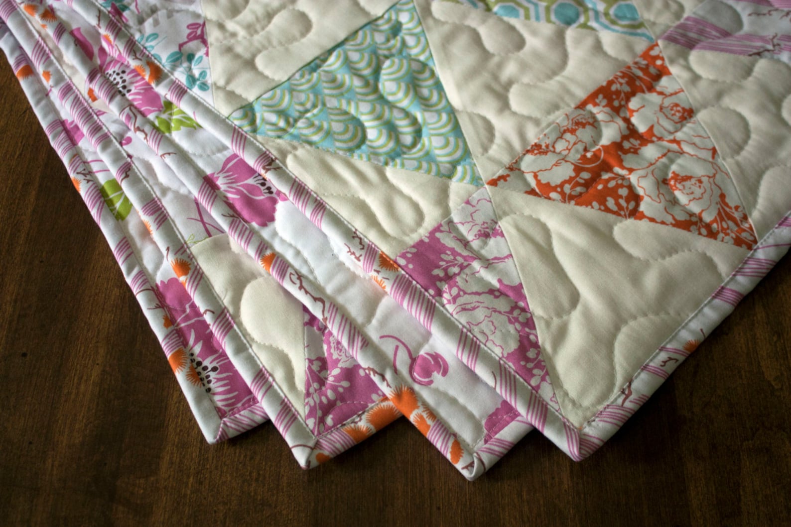 Baby Girl Quilt Dolce Floral Fabrics // Modern Baby Quilt in Etsy