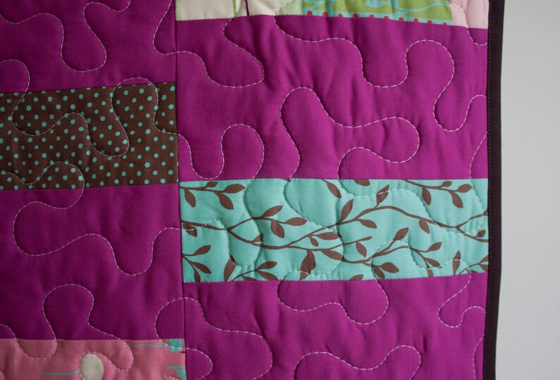 modern baby quilt // fuchsia wonderland quilt in bricks // READY TO SHIP image 3