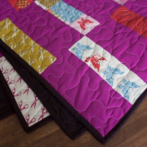 modern baby quilt // fuchsia wonderland quilt in bricks // READY TO SHIP image 1