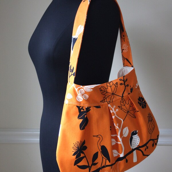 Orange Canvas Umhängetasche / / Plissee Geldbörse / / Geschenke für sie / / orange Vögel / / die Charlie Tasche / / sofort lieferbar