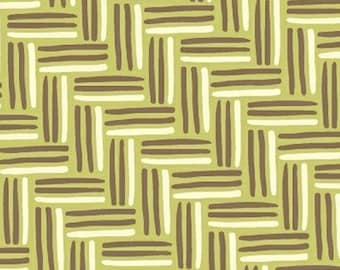 Spa by Rosemarie Lavin for Windham Fabrics // Basket Weave in Green and Brown // One Half (1/2) Yard // OOP & HTF