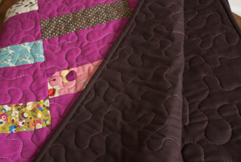 modern baby quilt // fuchsia wonderland quilt in bricks // READY TO SHIP image 4