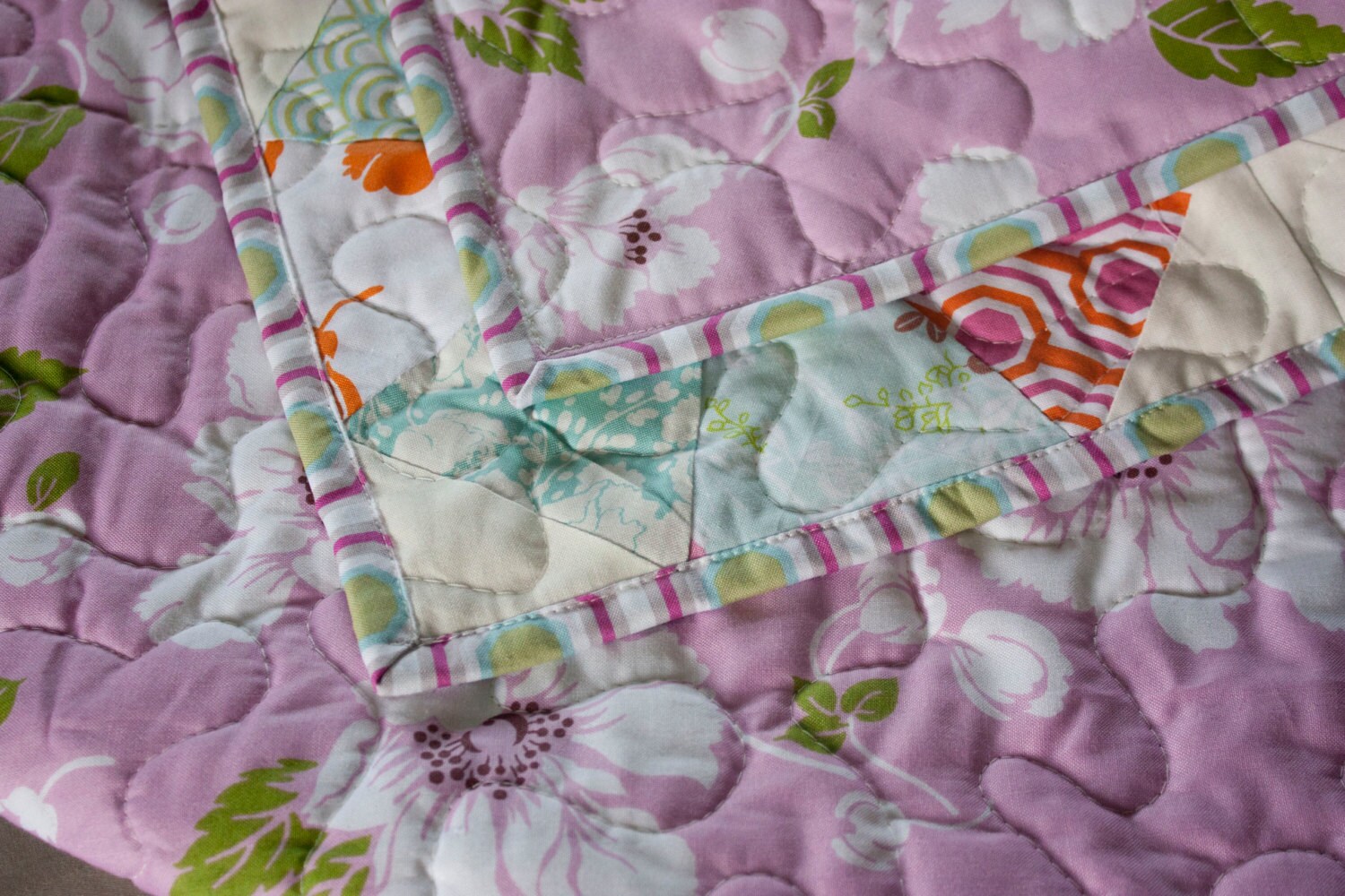 Baby girl quilt dolce floral fabrics // modern baby quilt in Etsy