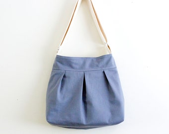 diaper bag or camera bag in grey canvas // medium cross body messenger bag // gray // the mini bravo bag // READY TO SHIP