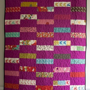 modern baby quilt // fuchsia wonderland quilt in bricks // READY TO SHIP image 2