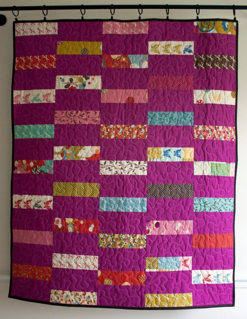 modern baby quilt // fuchsia wonderland quilt in bricks // READY TO SHIP image 2