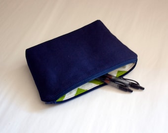 small cosmetic bag // chevron zipper pouch // padded bag // READY TO SHIP