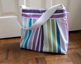 diaper bag or camera bag in striped canvas // medium shoulder bag // mod stripe // the mini bravo bag // READY TO SHIP