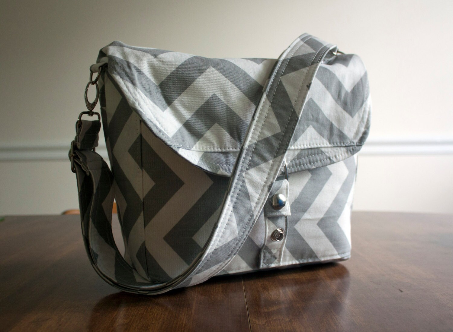 grey chevron camera bag // large cross body padded dslr lens Etsy