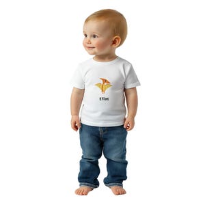 赤ちゃん用かわいい恐竜Tシャツ - 4つのデザイン、100%コットン、6～24ヶ月に快適