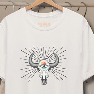 bison skull shirt, evil eye shirt, evil eye gift, third eye shirt, graphic tees,  gifts for her, gifts for him, psychedelic shirt,  yoga