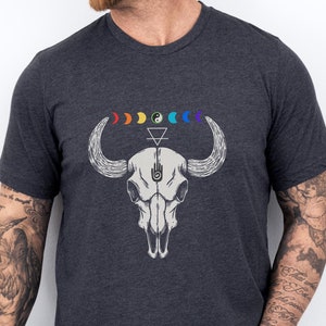 Bison Skull Shirt, evil eye shirt, evil eye gift, third eye shirt, graphic tees,  gifts for her, gifts for him, psychedelic shirt,  yoga