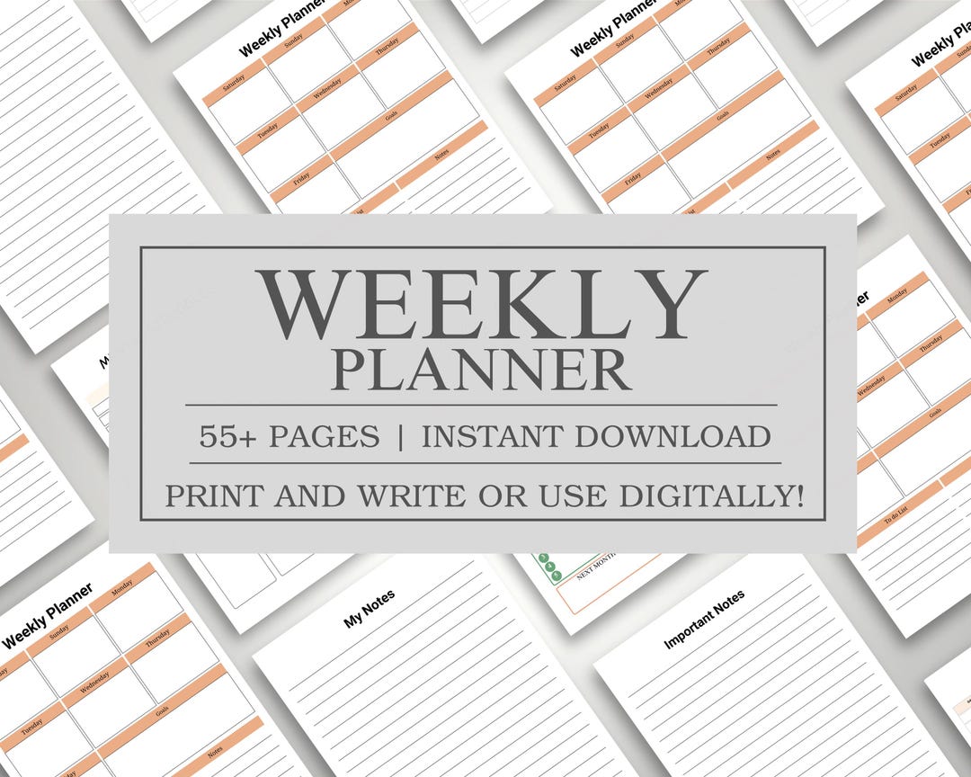 Minimalist Weekly Planner Printable: Undated Schedule Organizer ...