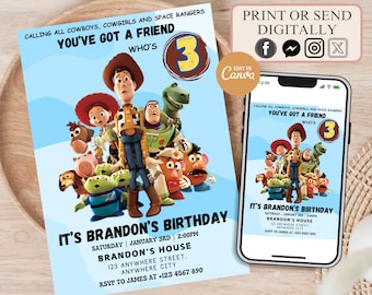 Bearbeitbare Toy Story Geburtstagseinladung Vorlage: Kinderparty (Digitaler Download)