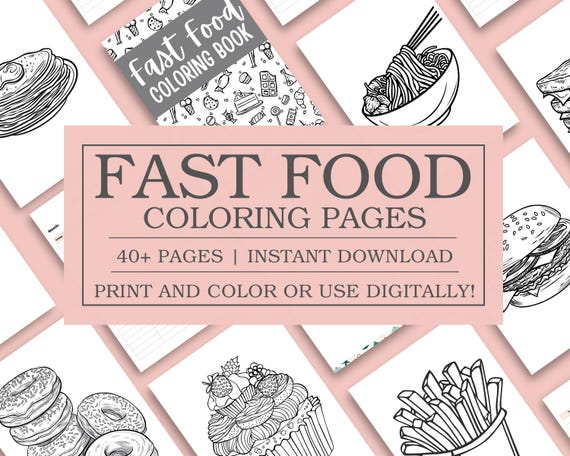 Fast Food Coloring Pages: Fun Illustrations (Printable PDF)