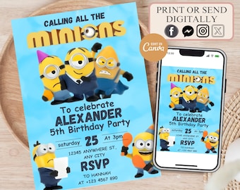 Editable Minion Birthday Invitation Template (Digital)
