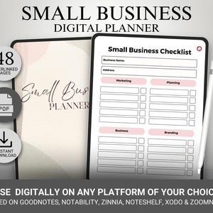 Digital Small Business Planner, Small Business Planner, Goodnotes Business Planner Social Media Content Planner Side Hustle business Planner