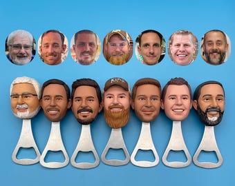 Personalized Photo Bottle Opener, Custom Polymer Clay Portrait, Groomsmen Gift