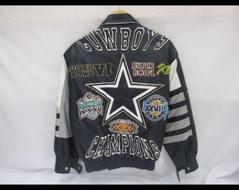 Jeff Hamilton NFL Dallas Cowboys All Leather Jacket Blue - Etsy