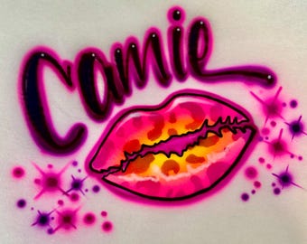 Airbrush t shirt kiss design, cheetah print , name design, personalized