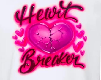 Airbrush t shirt , personalized , broken heart , name design
