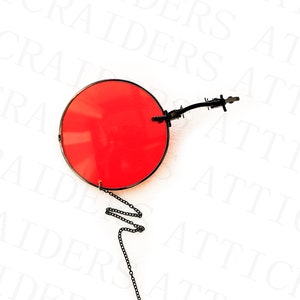 red lens monocle with chain darkest academia pince nez image 2