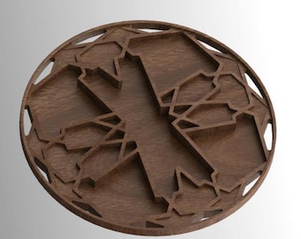 Decorative tray with Arabic design - Digital file for CNC machining or 3D printing (Ø 360 x 58 mm)