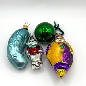 Set of 4 Mercury Glass Christmas Ornaments
