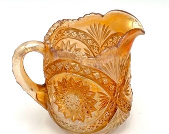 Jarra de crema antigua Imperial Glass Marigold Hobstar
