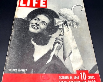 Antique 1940 Football Flowers LIFE Magazine Collectible Memorabilia And Ephemera
