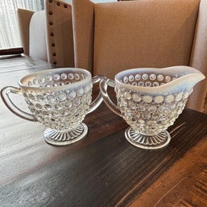 Anchor Hocking Moonstone Creamer and Sugar Bowl