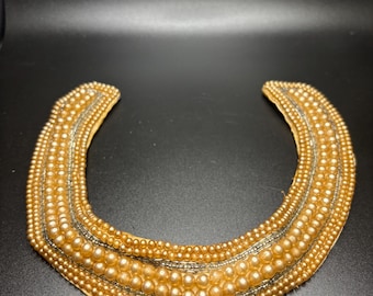 Vintage Faux Pearl and Silver Beaded Collar Necklace