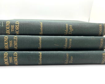 Antique First Edition Set of Around The World Books Travel Themed Nonfiction
