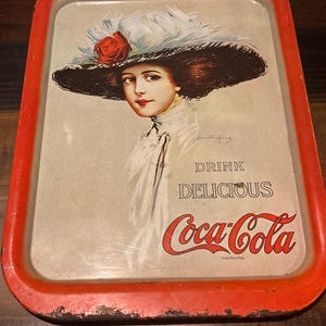 Vintage reproductie dienblad 1909 Coca Cola Girl
