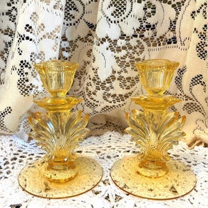 Fostoria Depression Glass Candlestick Holders