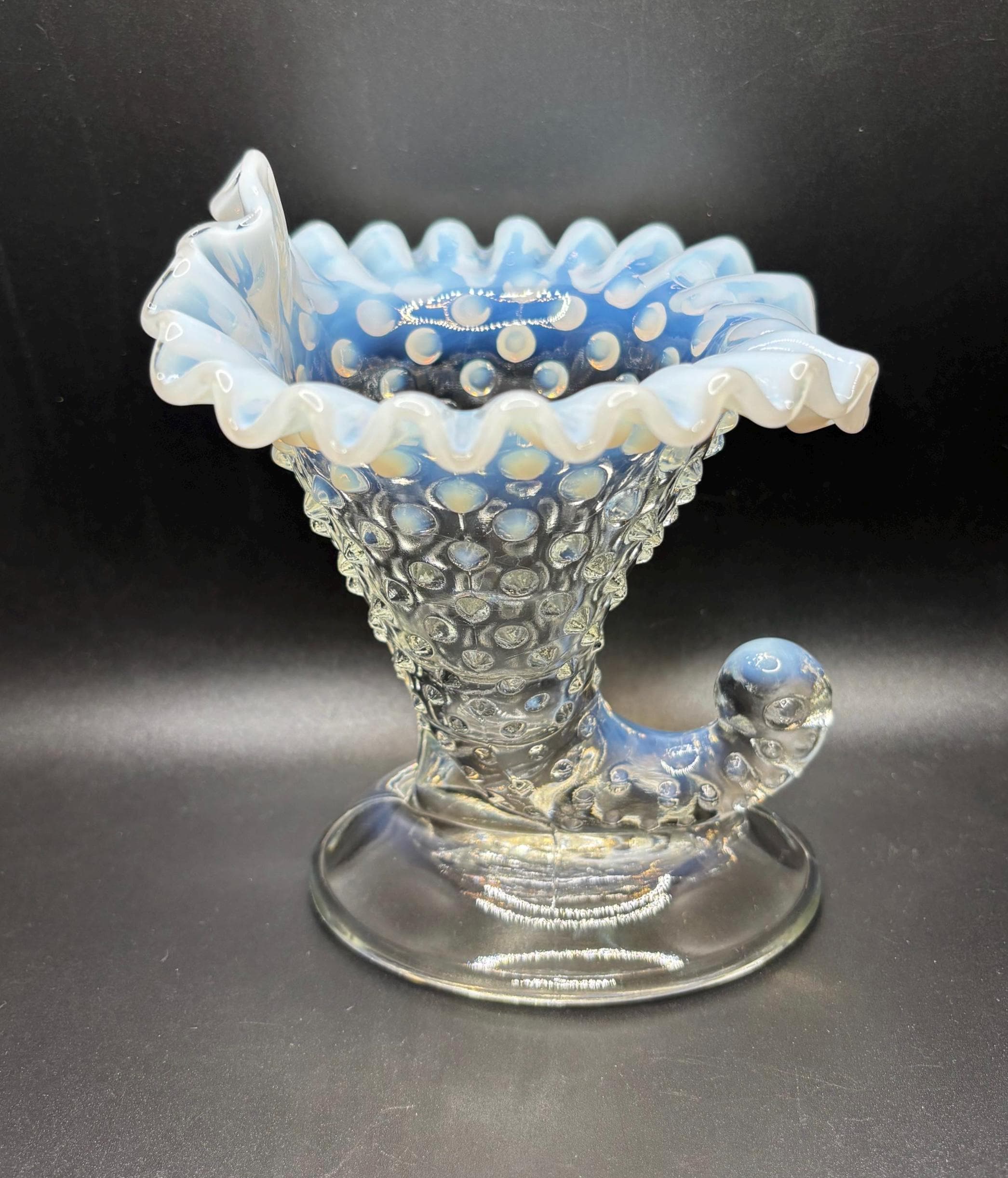Vintage Fenton Hobnail Opalescent Glass Cornucopia Vase - Etsy