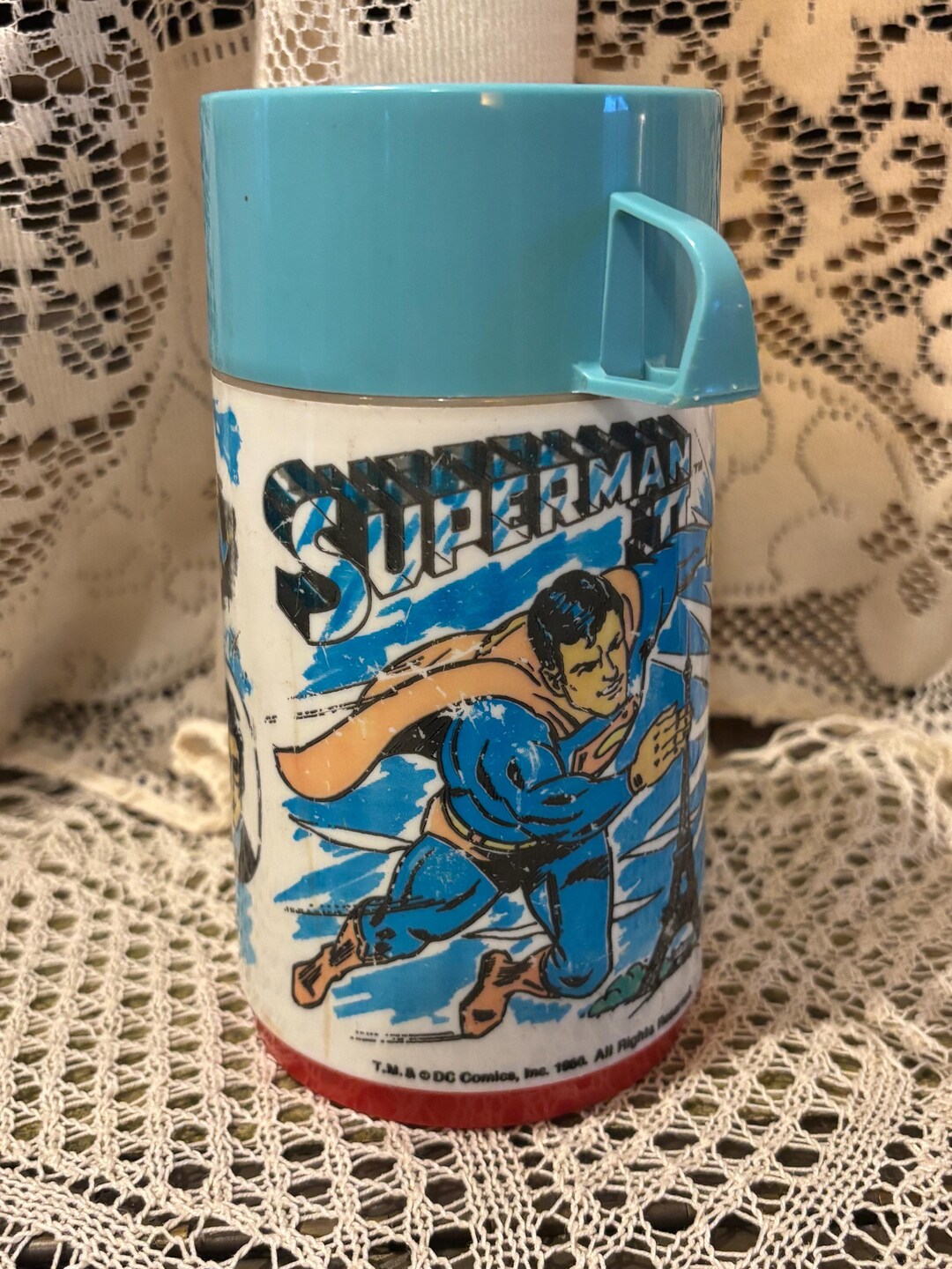 Thermos Superman - Aluminium Rouge Avec Clip - Neuf Sans Emballage