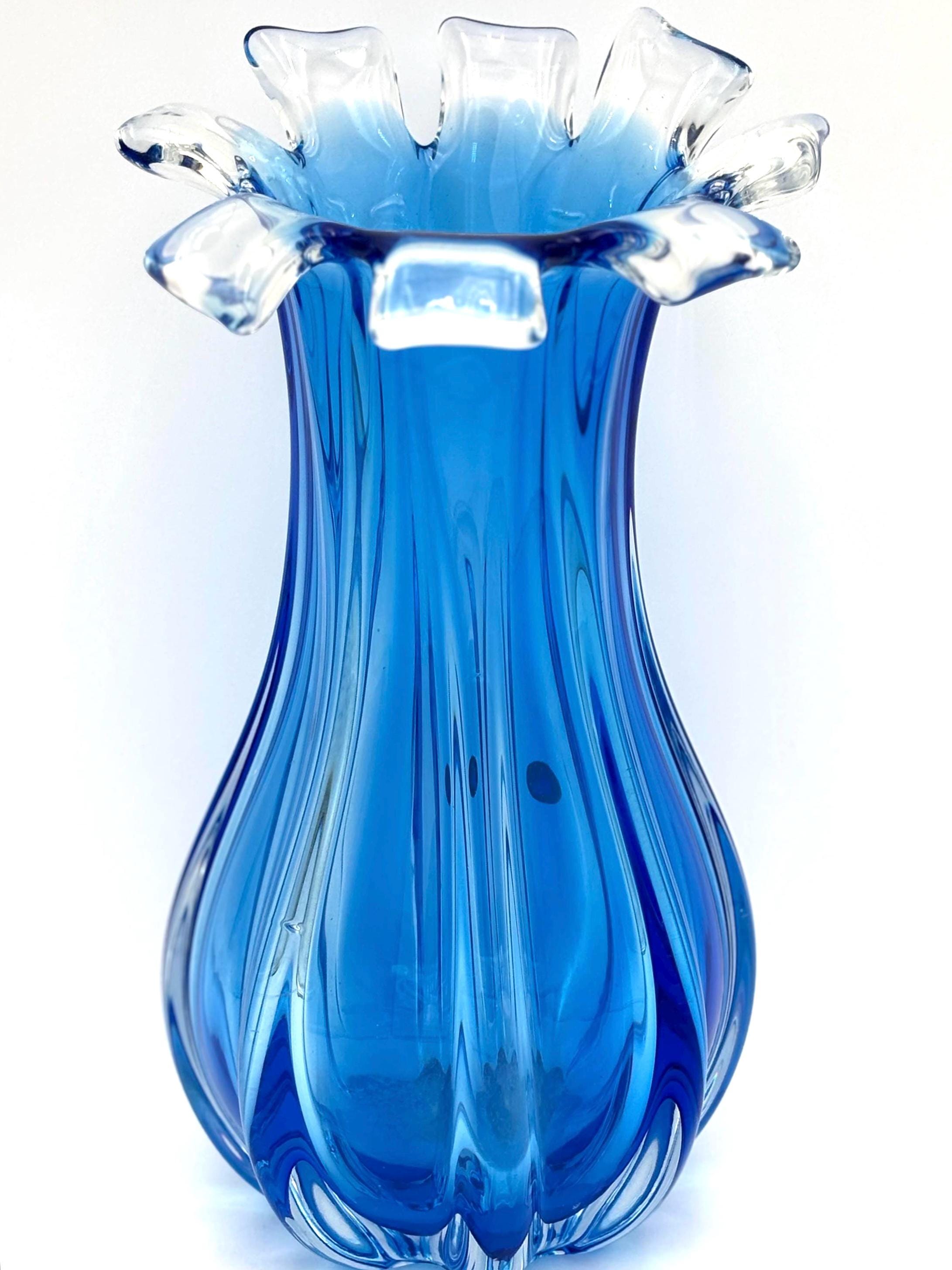 Hand Made Czech Republic ガラス花瓶 ブルー il_fullxfull.7120736588_l9ry.jpg