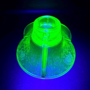 Hazel Atlas Uranium Glass Candlestick Holder