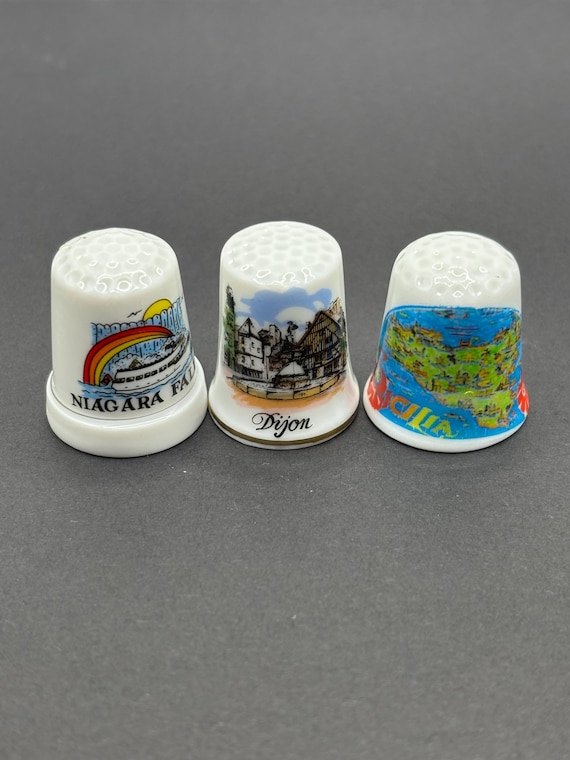 Vintage Collectible Porcelain Souvenir Thimbles - Etsy