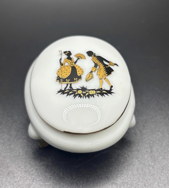 Vintage Limoges Courting Couple Porcelain Trinket Box