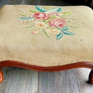Large Victorian Needlepoint Ottoman