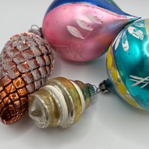 Set of 4 Mercury Glass Christmas Ornaments