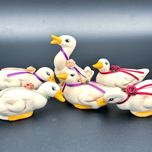 Set of 6 Vintage Ceramic Ducks