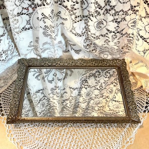 Large Ornate Mirrored Vanity Tray