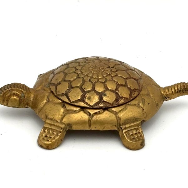 Vintage Brass Turtle Trinket Box