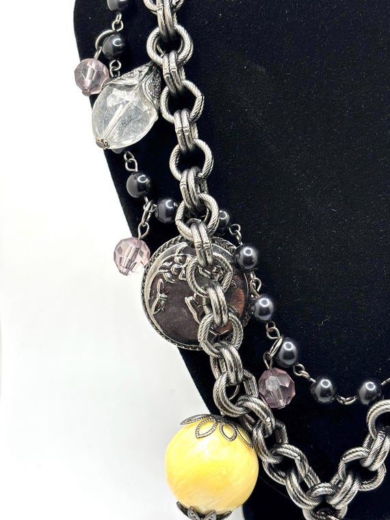 Multi Charm Double Stranded Mixed Media Necklace - image 5