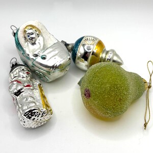 Set of 4 Mercury Glass Christmas Ornaments
